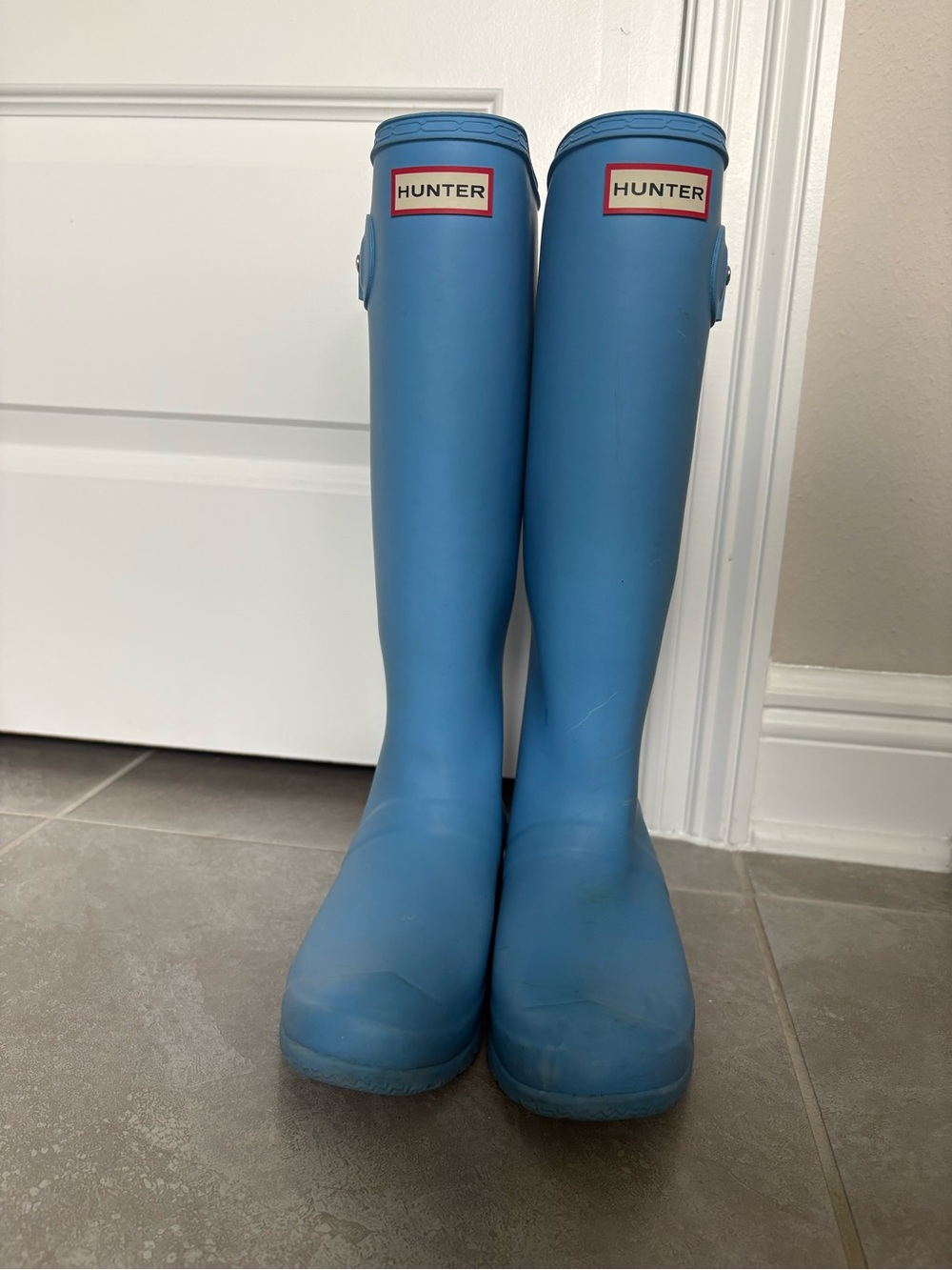 Hunter Tall Gloss Rain Boots - Light Blue